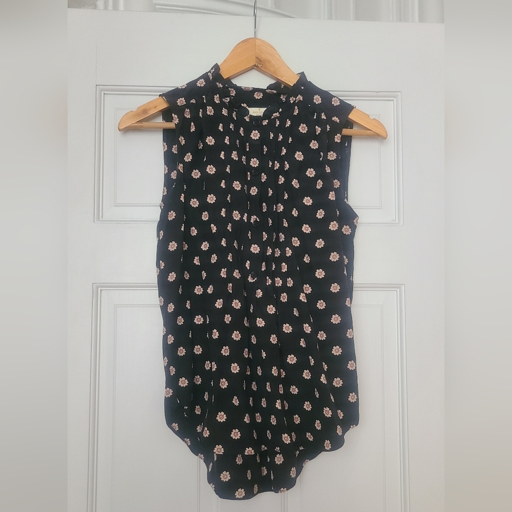 Floral Sleeveless Black Top